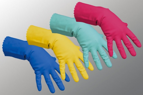 Перчатки резиновые многоцелевые S, голубой